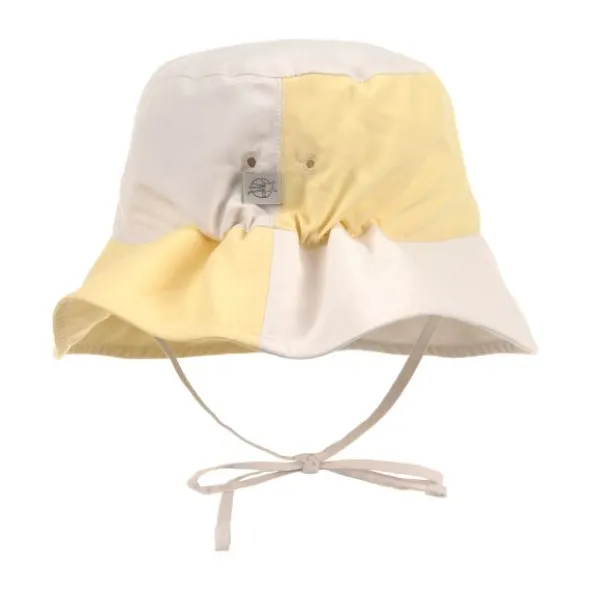 Lässig Checkerboard Vissershoedje - 3-6 Mnd - Pale Yellow/Sea Salt