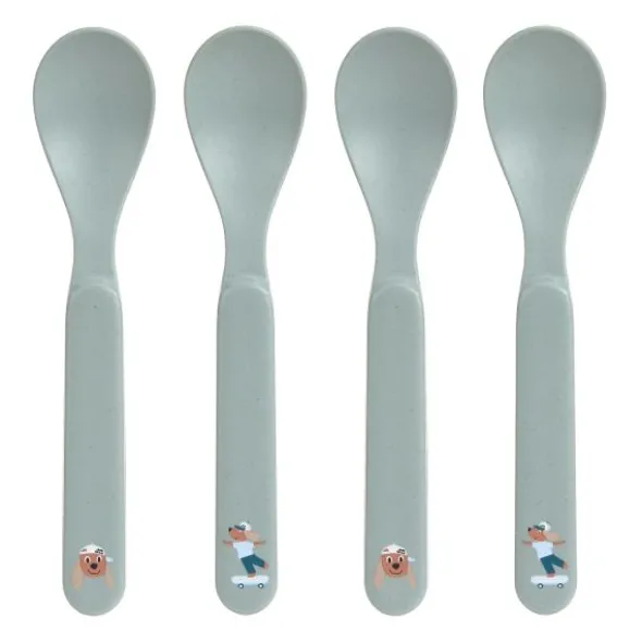 Lässig Tiny Team Dog Lepels - 4 Stuks - PP/Cellulose - Blauw