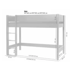 Manis-h ASK Combi Hoogslaper Met Lattenbodem - 90 x 160 cm - Snow White
