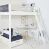 Manis-h FENRIS Combinatie Hoogslaper Met Lattenbodem En Slaapbank - 90 x 200 cm - Snow White