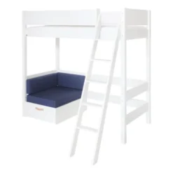 Manis-h FENRIS Combinatie Hoogslaper Met Lattenbodem En Slaapbank - 90 x 200 cm - Snow White