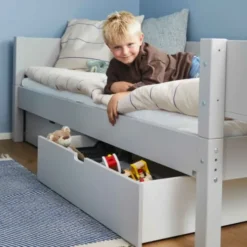 Manis-h Sif Combinatiebed Incl. Lades - 90 x 160 cm - Snow / Beuken