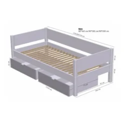 Manis-h Sif Combinatiebed Incl. Lades - 90 x 200 cm - Snow / Beuken