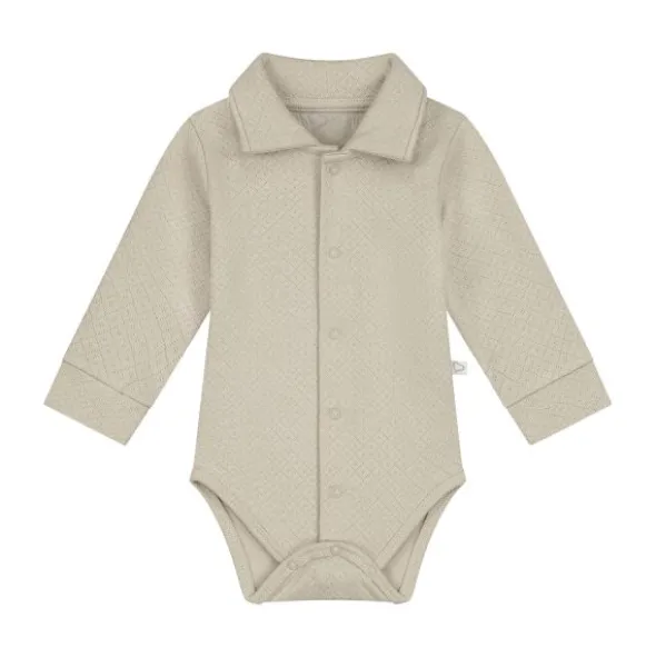 Mats & Merthe Noah Romper Met Kraag Lange Mouw light Brown 1 Mnd