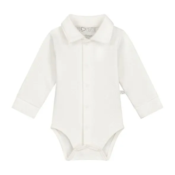 Mats & Merthe Noah Romper Met Kraag Lange Mouw Off White 1 Mnd
