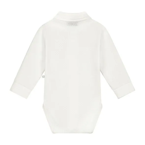 Mats & Merthe Noah Romper Met Kraag Lange Mouw Off White 1 Mnd
