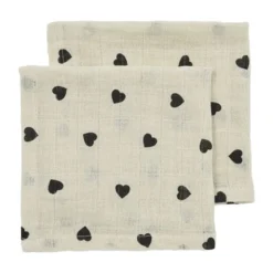 Meyco Baby Gingko Monddoekjes - 2 Stuks - 30 x 30 cm - Pre-Washed Hydrofiel - Offwhite/Soft Sand