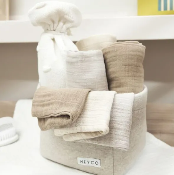 Meyco Baby Uni Washandjes - 3 Stuks - Pre-Washed Hydrofiel - Naturel/Soft Olive/Olive Green