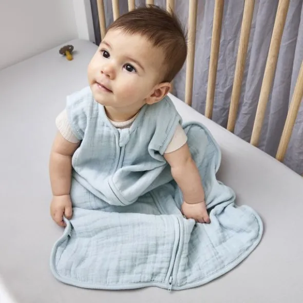 Meyco Baby Uni Zomerslaapzak - 60 cm - Pre-Washed Hydrofiel - Grey Blue