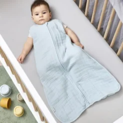Meyco Baby Uni Zomerslaapzak - 60 cm - Pre-Washed Hydrofiel - Grey Blue