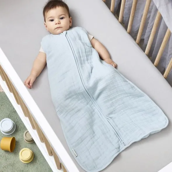 Meyco Baby Uni Zomerslaapzak - 60 cm - Pre-Washed Hydrofiel - Grey Blue
