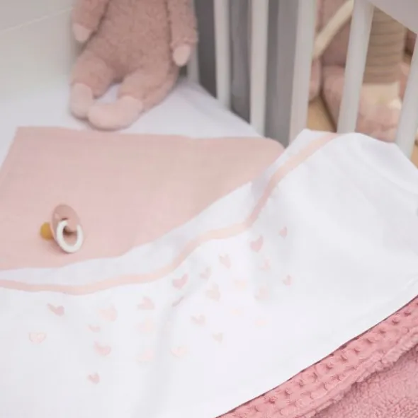 Meyco Hearts Ledikantlaken - 100 x 150 cm - Soft Pink