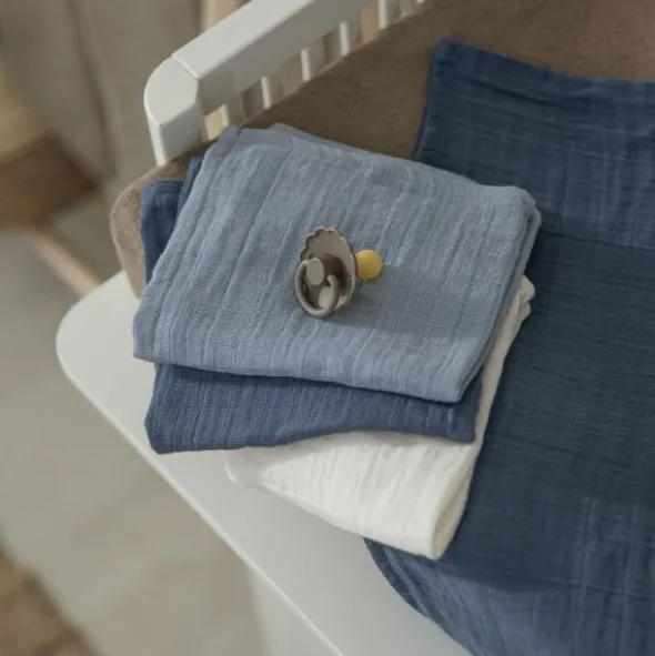 Meyco Hydrofiele Washandjes - 3 stuks - 20x17 cm - Natural / Jeans Blue / Indigo