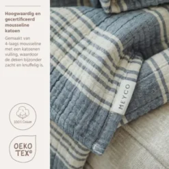 Meyco Ledikantdeken - Hydrofiel Jacquard Stripe - Indigo - 100x150 cm