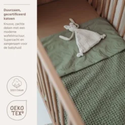 Meyco Ledikantdeken - Waffle Cotton - Olive Green - 100x150 cm