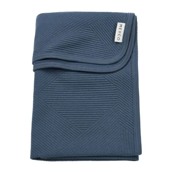 Meyco Pure Deken Gebreid - 75 x 100 cm - Jacquard - Indigo