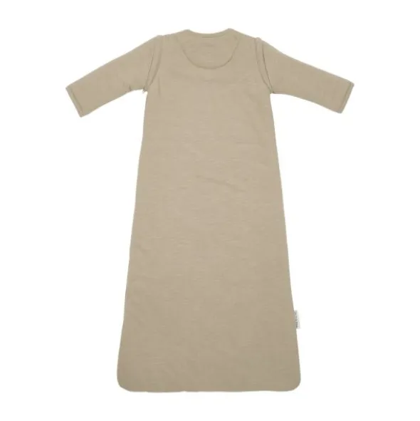 Meyco Slub Baby Slaapzak met Smile Applicatie en Afritsbare Mouwen - Taupe/Offwhite - 110 cm