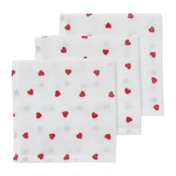 Meyco Sweet Heart Hydrofiele Monddoekjes - 3-Pack - Red