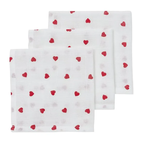 Meyco Sweet Heart Hydrofiele Monddoekjes - 3-Pack - Red