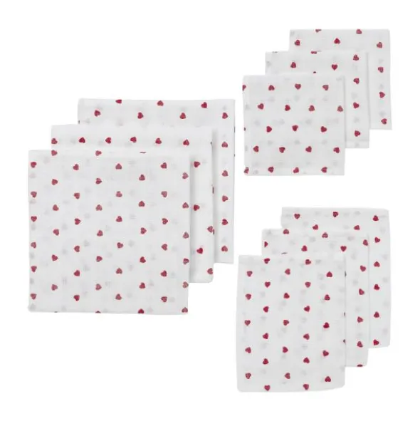 Meyco Sweet Heart Starterset Hydrofiel - 9-Pack - Red
