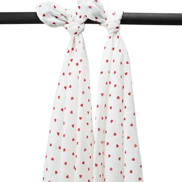 Meyco Sweet Heart Swaddle - 120 x 120 cm - 2-Pack - Red