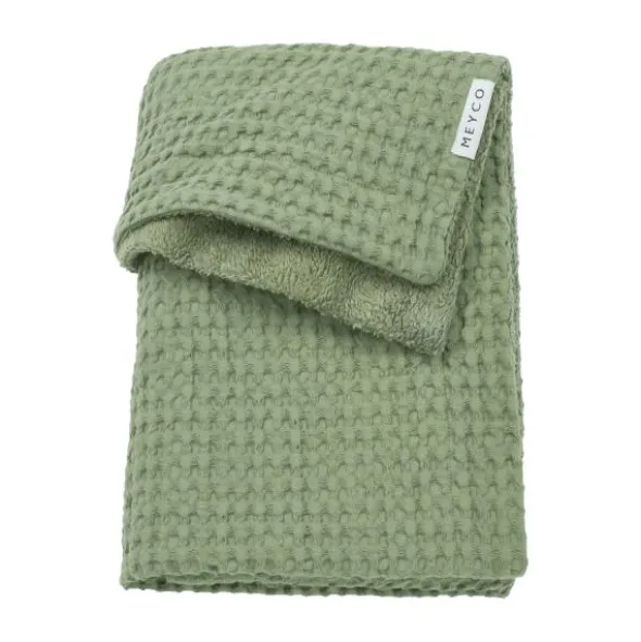 Meyco Wafel Teddy Wiegdeken - 75 x 100 cm - Olive Green