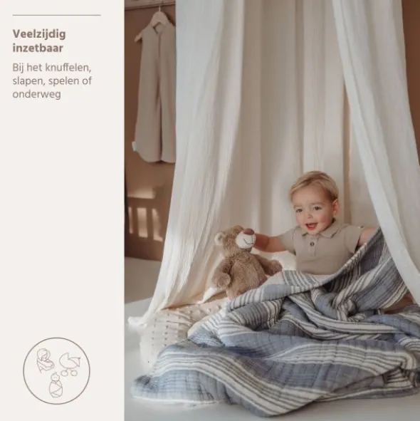 Meyco Wiegdeken - Hydrofiel Jacquard Stripe - Indigo - 75x100 cm