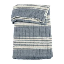 Meyco Wiegdeken - Hydrofiel Jacquard Stripe - Indigo - 75x100 cm