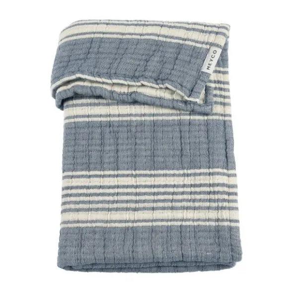Meyco Wiegdeken - Hydrofiel Jacquard Stripe - Indigo - 75x100 cm