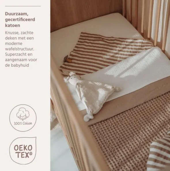 Meyco Wiegdeken - Waffle Cotton - Taupe - 75x100 cm
