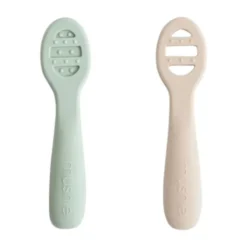 Mushie Baby Lepels 2-Pack - Cambridge Blue/Shifting Sand