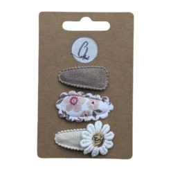 Ootje Kadootje Babyhaarclipjes - 3 Stuks - Schulpbloem/Bruin/Margriet