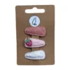 Ootje Kadootje Babyhaarclipjes - 3 Stuks - Fruit Aardbei/Oudroze/Zilver