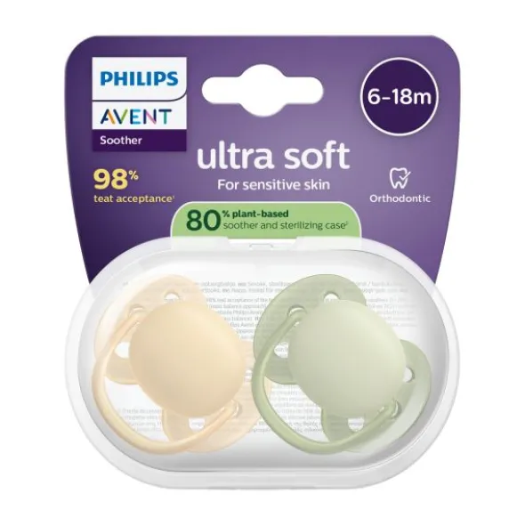 Philips Avent Ultra Soft Fopspeen - 6-18 Mnd - 2 Stuks - Plant-based