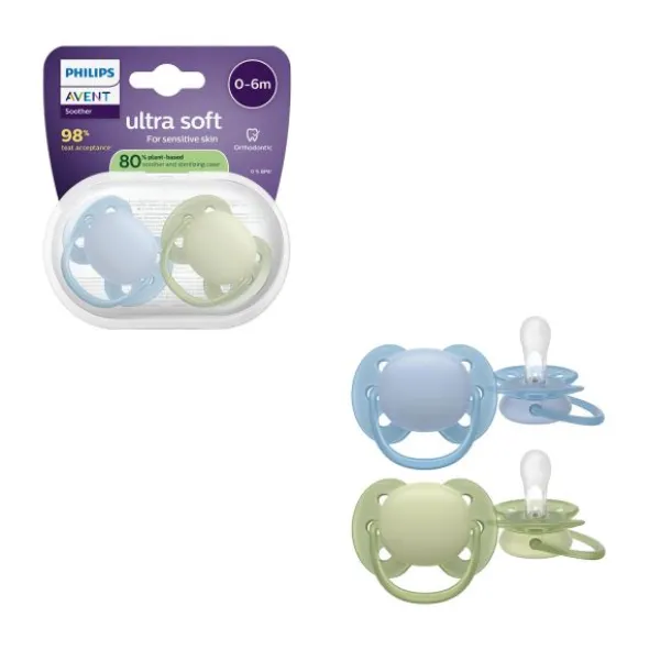 Philips Avent Ultra Soft Fopspeen - 6-18 Mnd - 2 Stuks - Plant-based
