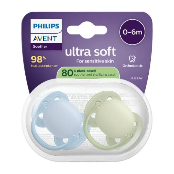 Philips Avent Ultra Soft Fopspeen - 6-18 Mnd - 2 Stuks - Plant-based