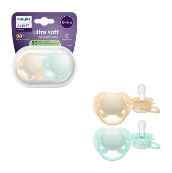 Philips Avent Ultra Soft Fopspeen - 6-18 Mnd - 2 Stuks - Plant-based