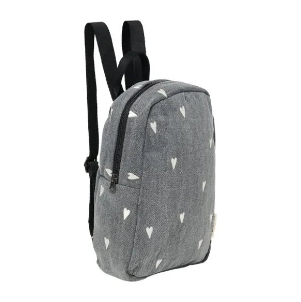 Studio Noos Mini Rugzak - Denim Grey Hearts