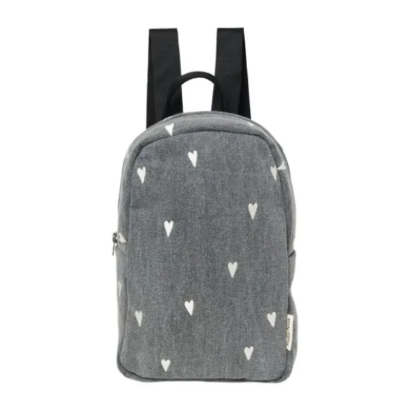 Studio Noos Mini Rugzak - Denim Grey Hearts