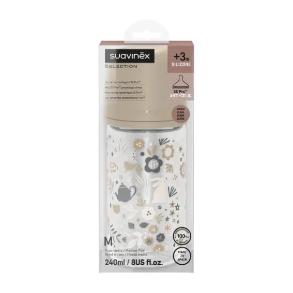 Suavinex Wonderland SX Pro Fles Glas - Slow Flow - 120ml - Blauw