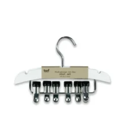 TWF Kledinghanger Met Clips - 3 Stuks - Hout Wit