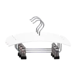 TWF Kledinghanger Met Clips - 3 Stuks - Hout Wit