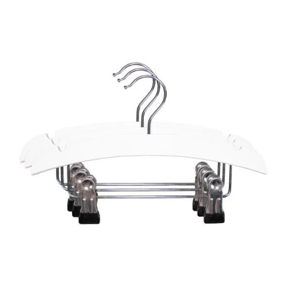 TWF Kledinghanger Met Clips - 3 Stuks - Hout Wit