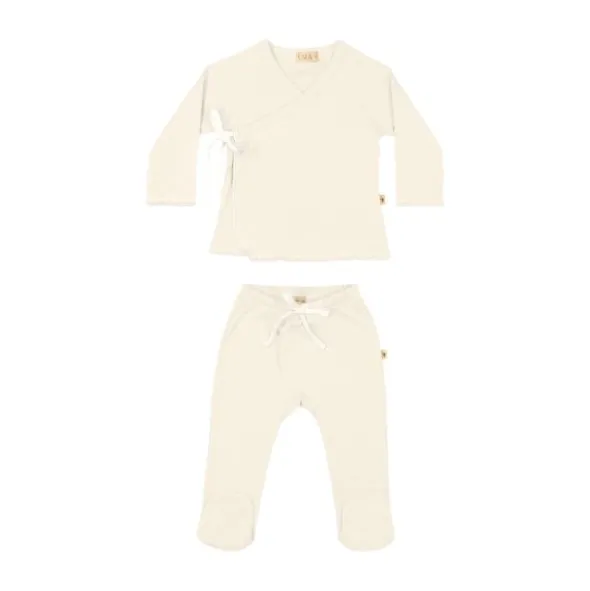 UAUA Kimono Set Met Voetjes Crema 0-1 mnd