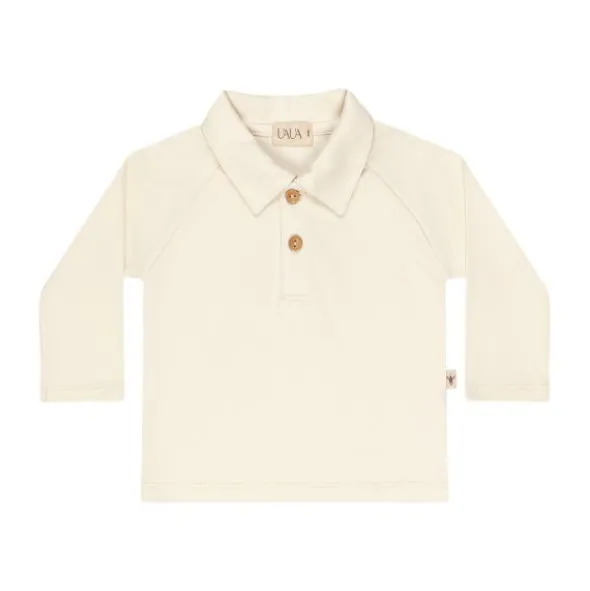 UAUA Polo T-Shirt Lange Mouwen - 3-6 Mnd - Crema