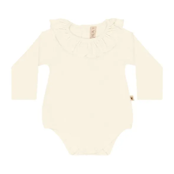 UAUA Ruffle Romper Lange Mouwen - 3-6 Mnd - Crema