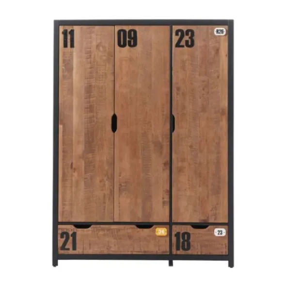 Vipack Alex Kledingkast Bruin / Zwart 3-Deurs