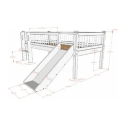 Vipack Forrest Semi - Halfhoogslaper Met Glijbaan 90x200 cm – Eik
