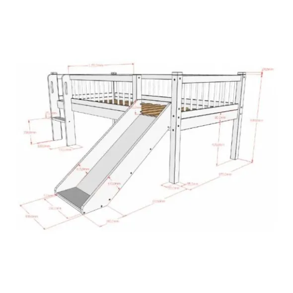 Vipack Forrest Semi - Halfhoogslaper Met Glijbaan 90x200 cm – Eik