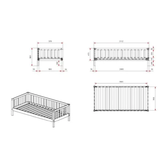 Vipack Kajuitbed - Fritz - 90 x 200 cm - Milky Pine